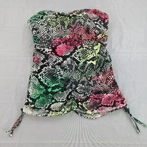 Fox Women's Multi Color Snake Skin Pattern Y2K Sleeveless Strapless Tank Small